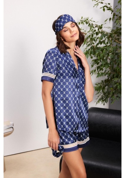 Saten Biyeli Kadın Pijama Takımı - 1325 Lacivert modelleri