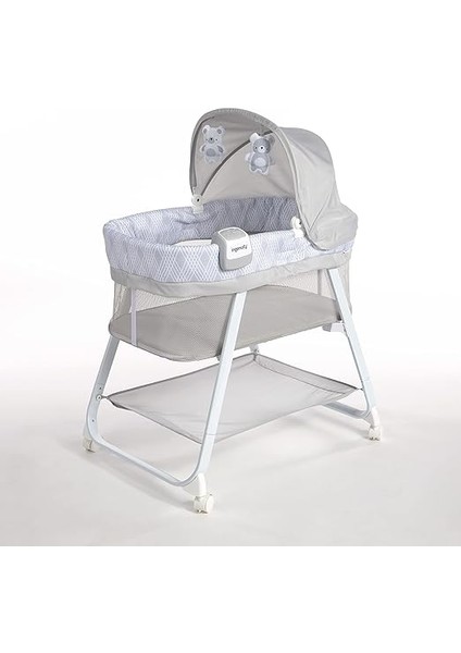 Lullanight Gem Bebek Yatağı, 4 Tekerlekli ve Hava Geçiren Kenarlı, Gri, 0-5 Ay, 7 Kg'a Kadar indirimleri