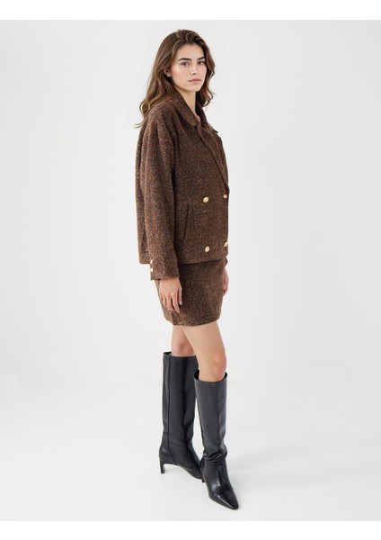 Acı Kahve Dar Kesim Normal Bel Kaşe Mini Etek modelleri