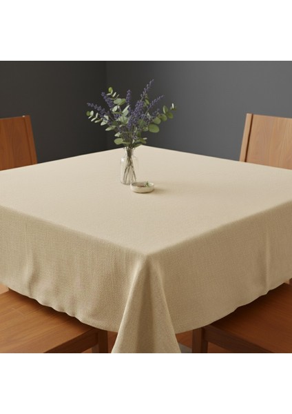 Doğal Ham Bez 4 Kişilik Mutfak Masası Örtüsü 120X150 cm Yıkanabilir Dayanıklı Minimal Tasarım