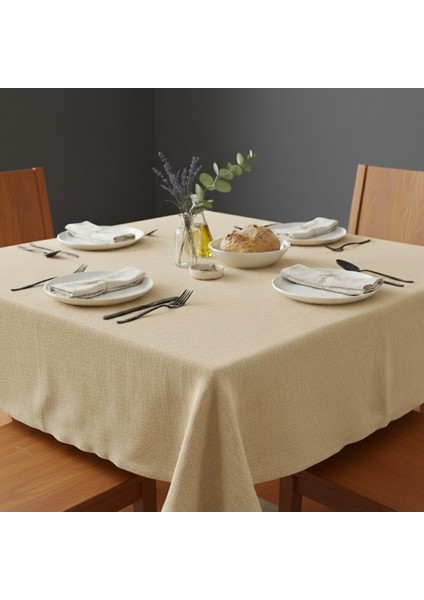 Doğal Ham Bez 4 Kişilik Mutfak Masası Örtüsü 120X150 cm Yıkanabilir Dayanıklı Minimal Tasarım fiyatları