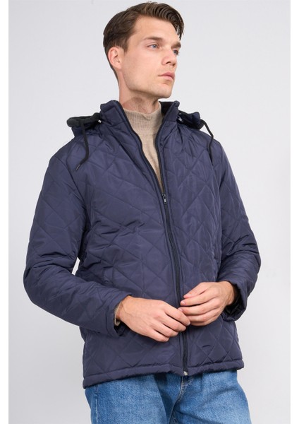 1001 Lacivert Erkek Promosyon Kapüşonlu Kapitone Mont
