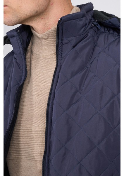 1001 Lacivert Erkek Promosyon Kapüşonlu Kapitone Mont modelleri