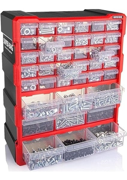 Bag Mono Blok Çekmece Seti 39'lu Büyük Boy Hobby Organizer Seti Vida Dübel Kutusu Takı Kutusu ASR6001 modelleri