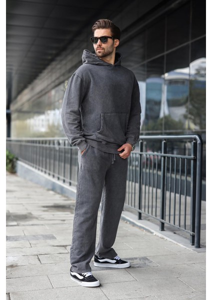 Siyah Kanguru Cep Kapüşonlu Erkek Eşofman Takımı E7341 indirimleri