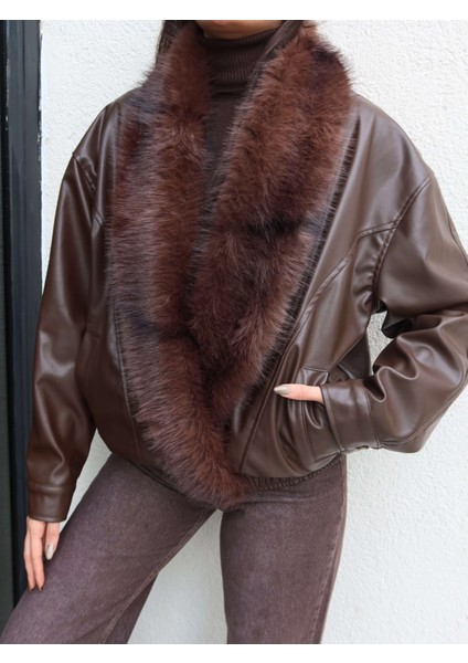 Kürk Yaka Bel Lastikli Deri Ceket modelleri