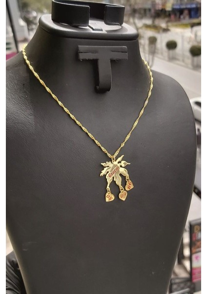 925 Ayar Gümüş 24 Ayar Altın Kaplama Kalpli Yaprak Kolye