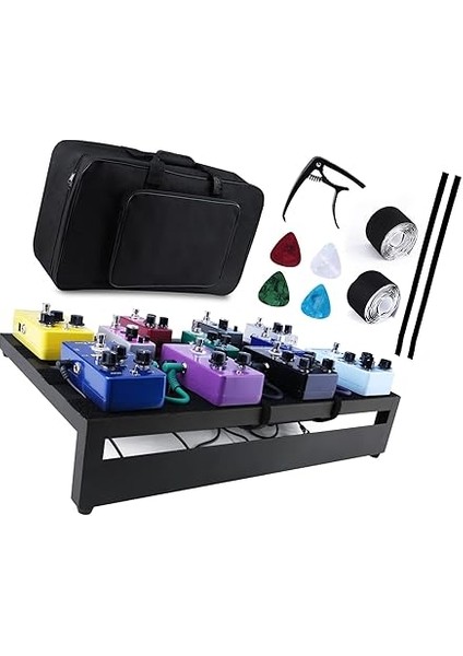 Büyük Gitar Efektli Pedal Pau Pedalboard Alüminyum Alaşımlı Taşıma Çantası Capo 4'lü Seçtikleri Sabitleme Bantları fiyatları
