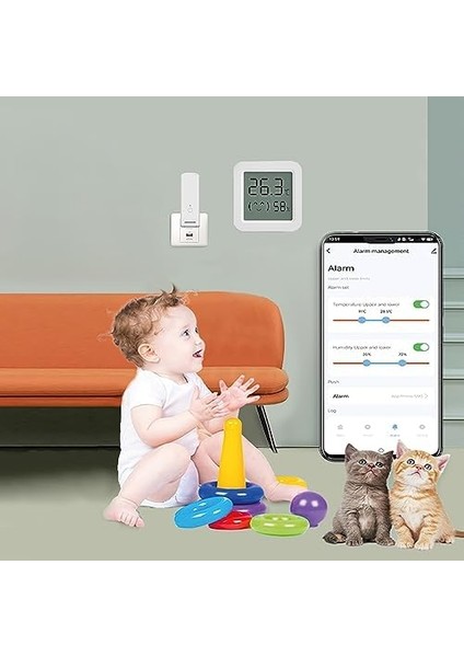Isı ve Nem Ölçer Termometre Bluetoooth Bağlantılı Termometre LCD Ekranlı Isı Nem Ölçer, Ios/ ile Uyumlu,çucuk,bebek,ev Vs. Için, Beyaz modelleri