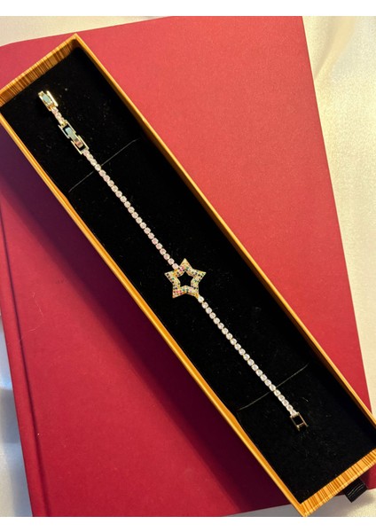 Çelik Renkli Zarif Yıldız Gold Suyolu Hediyelik Bileklik modelleri