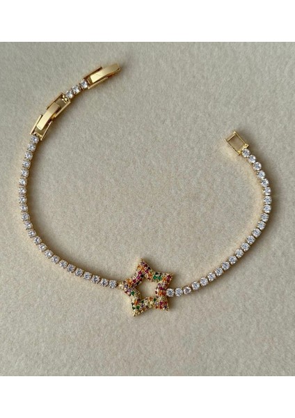 Çelik Renkli Zarif Yıldız Gold Suyolu Hediyelik Bileklik fırsatları