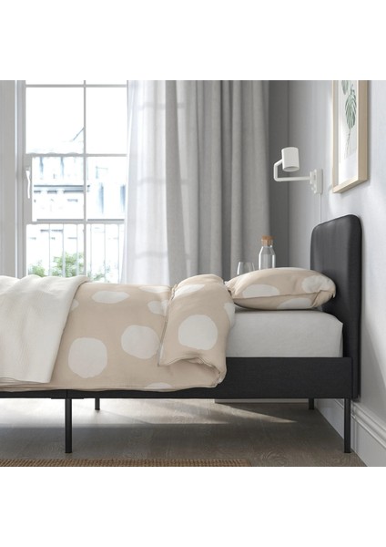 Slattum Tek Kişilik Karyola Vissle Koyu Gri 90 x 200 cm