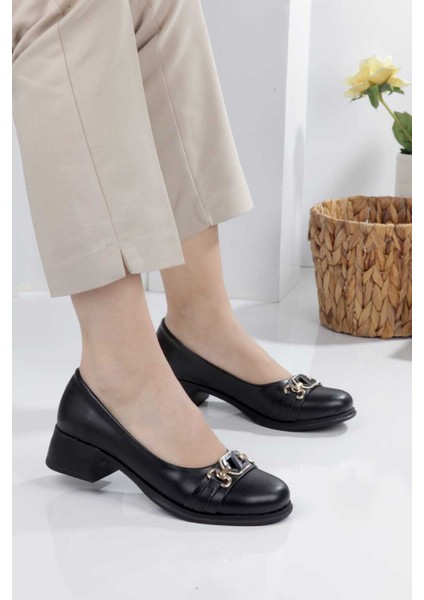 Leopar Desenlı Taş Detaylı Toka Kadın Topuklu Babet indirimleri