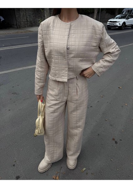 Kadın Kapitone Dokulu Oversize Ceket Pantolon Takım fiyatları