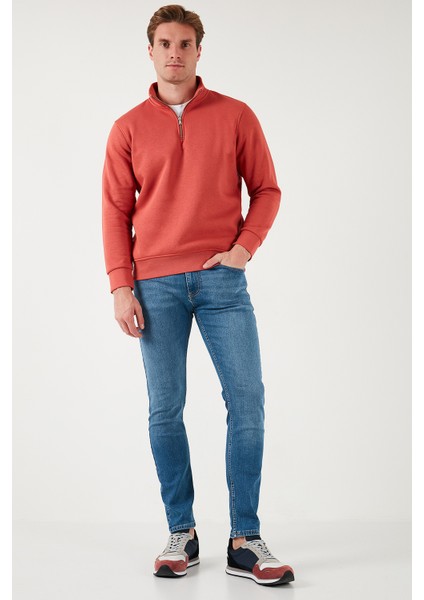 Pamuklu Regular Fit Yarım Fermuarlı Dik Yaka Sweat Erkek Sweat 59052592 modelleri