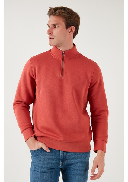 Pamuklu Regular Fit Yarım Fermuarlı Dik Yaka Sweat Erkek Sweat 59052592 indirimleri