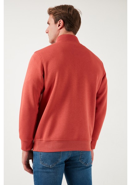 Pamuklu Regular Fit Yarım Fermuarlı Dik Yaka Sweat Erkek Sweat 59052592