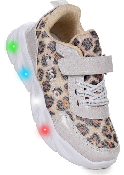 Teno Cırtlı Işıklı Leopar Kız Çocuk Spor Ayakkabı