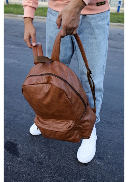 CNT006 - Cilt Deri Erkek Sırt Çantası Taba indirimleri