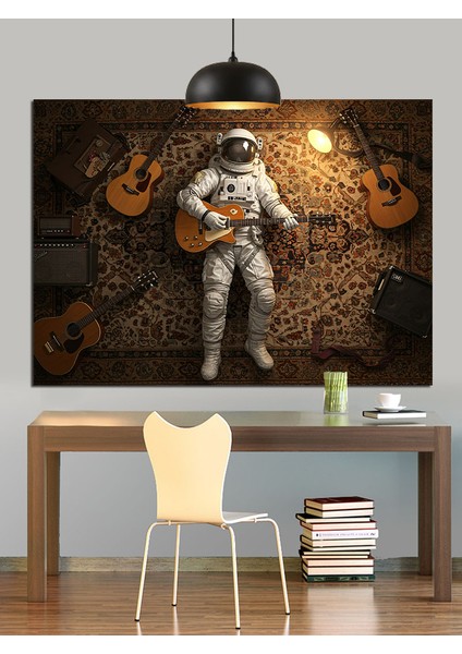 Gitarist Astronot Uzay Giysili Dekoratif Kanvas - Mdf Ahşap Tablo fiyatları