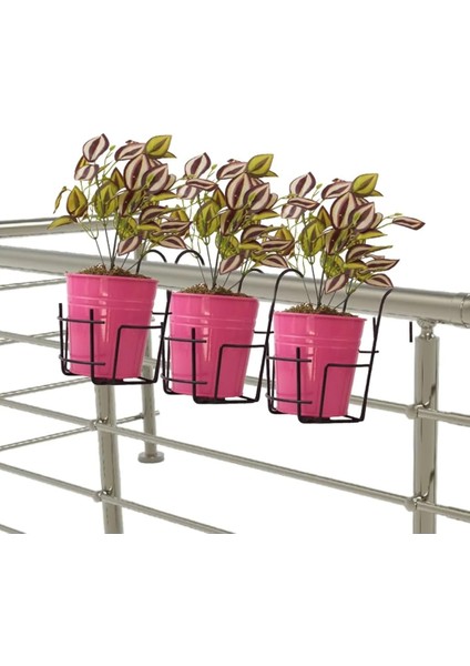 Şık ve Pratik 3'lü Metal Yuvarlak Balkon Askılı Saksılık - Bahçenizde Estetiği Yakalayın!