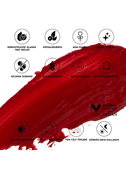 Allık Ruj Göz Farı Glow Tint Chilli Red | Nemlendirici Makyaj | 506 Kiremit | Hyaluronik Asit Peptit