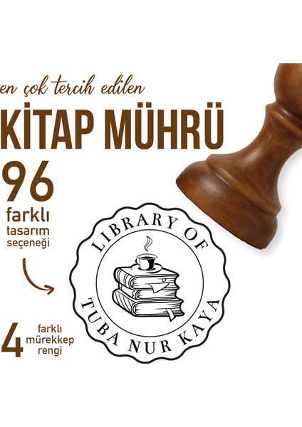 Kitap Mührü, Kitap Kaşesi, Kişiye Özel Ahşap Mühür, Kişiye Özel Hediye, Tasarımlar, Kitap Damgası