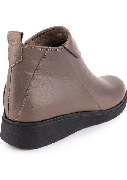 Hakiki Deri Ortopedik Taban Fermuarlı Modern Bot Vizon 2401 indirimleri