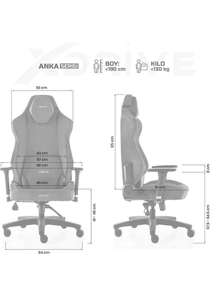 Anka Profesyonel Oyuncu Koltuğu Kumaş Gri fiyatları