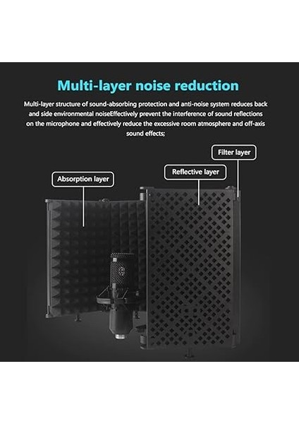 Katlanabilir Ayarlanabilir Ses Emici Vokal Paneli Taşınabilir Izolasyon Mikrofon Kalkanı Ses Geçirmez Plaka fırsatları