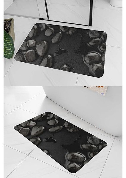 3D Desenli Iç Dış Mekan Kullanıma Uygun Kaymaz Su Emici Üç Katmanlı Abdest Paspası Banyo Paspası (Volkanik Taş) indirimleri