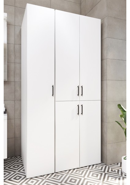 Ases Mobilya ESL0215 Çamaşır Makinesi ve Kurutma Makinesi Extra Boy Banyo Dolabı Beyaz fiyatları