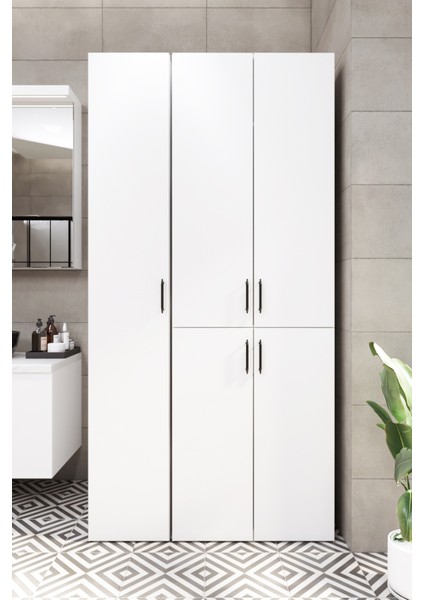 Ases Mobilya ESL0215 Çamaşır Makinesi ve Kurutma Makinesi Extra Boy Banyo Dolabı Beyaz fırsatları