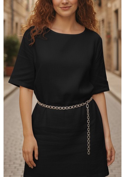 Pınkmark Kadın Gümüş Kare Desenli Ayarlanabilir Zincir Kemer PMKM25760 fırsatları