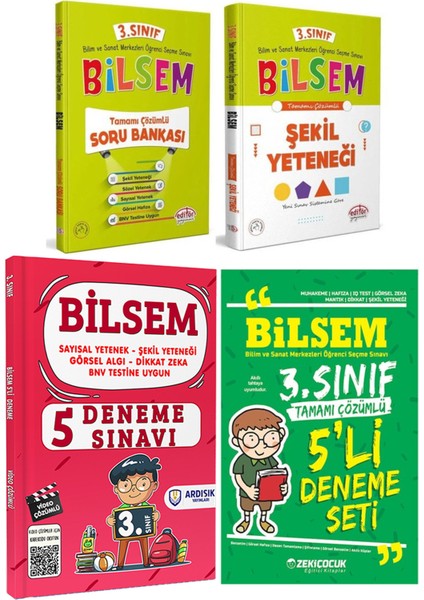 3. Sınıf BİLSEM Soru Bankası Şekil Yeteneği ve Deneme Sınav Seti