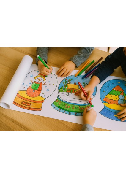 Kar Küresi Boyama Rulosu – 5 Metrelik Yılbaşı Temalı Çocuk Boyama Kağıdı | Eğitici ve Eğlenceli Aktivite | Kış ve Noel Temalı Renkli Boyama Rulosu indirimleri
