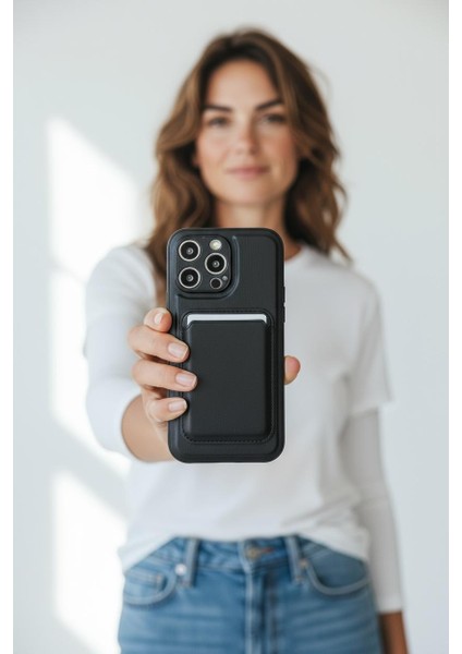 iPhone 16 Pro Max Uyumlu Premium Deri Magsafe Cüzdanlı Kartlıklı Kamera Çerçeve Standlı Kılıf