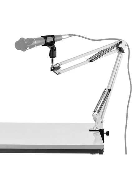 Mikrofon Standı Tutucu Masa Tembel Braketi Uzatılabilir Kol Mikrofon Klipsi Beyaz fiyatları