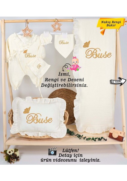 Yeni Doğan %100 Pamuk Müslin Hastane Çıkış Mevlüt Seti-Takı Yastı