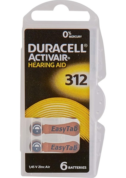 Easytab Da 312 - Pil Tipi 312 Olan Tüm Işitme Cihazları Için, 10 x 6 Adet