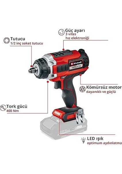 Professional Akülü Darbeli Somun Sıkma Impaxxo 18/450 Power X-Change (Li-Ion, 18 V, 400 Nm, 3 Vitesli Şanzıman, Kömürsüz Motor, Akü ve Şarj Cihazı Dahil Değildir) - 4510070 modelleri