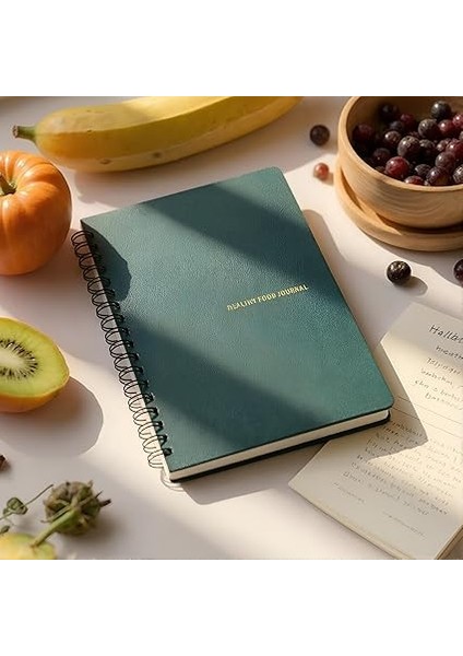 Tanıtım 12 Haftalık A5 Beslenme ve Kilo Takip Planlayıcı Defter | Spiralli, Suni Deri Kapaklı, Günlük ve Haftalık Takip | Healthy Food Journal (Haki) indirimleri