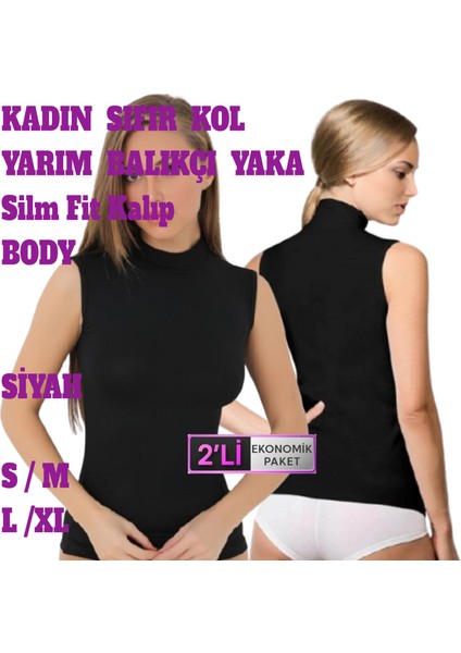Kadın Dikişsiz Sıfır Kol Boğazlı Balıkçı Yaka T-Shirt Body Atlet 2 Adet Siyah Beyaz Renkli fiyatları