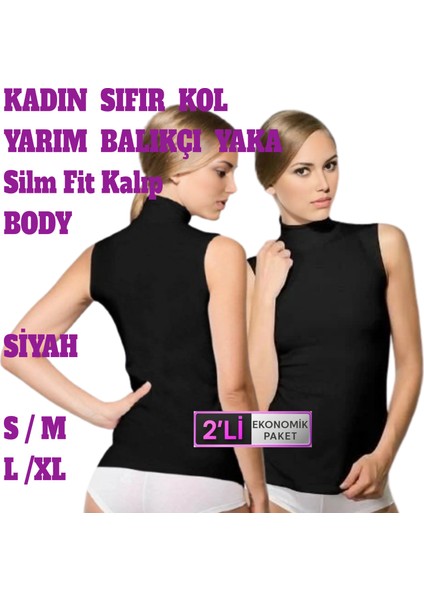 Kadın Dikişsiz Sıfır Kol Boğazlı Balıkçı Yaka T-Shirt Body Atlet 2 Adet Siyah Beyaz Renkli fırsatları