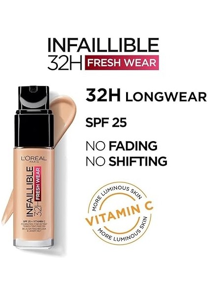 Parıs Infaillible 32 Saat Fresh Wear C Vitaminli Fondöten - 125 Natural Beige modelleri