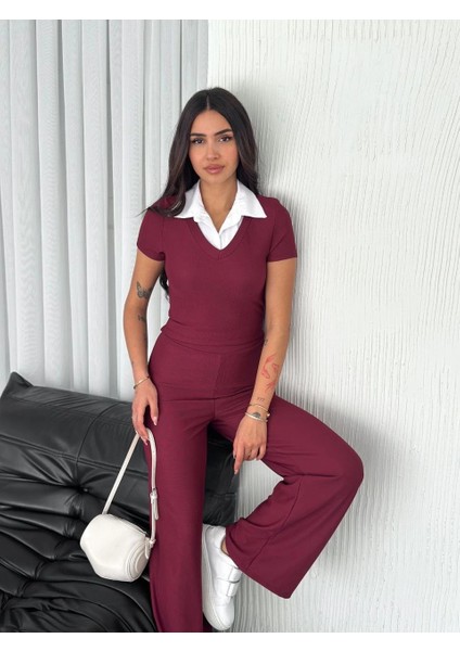 Ottoman Kumaş Beyaz Gömlek Yaka Takım S4142