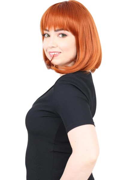 Küt Kahküllü Fiber Sentetik Peruk - Bakır modelleri