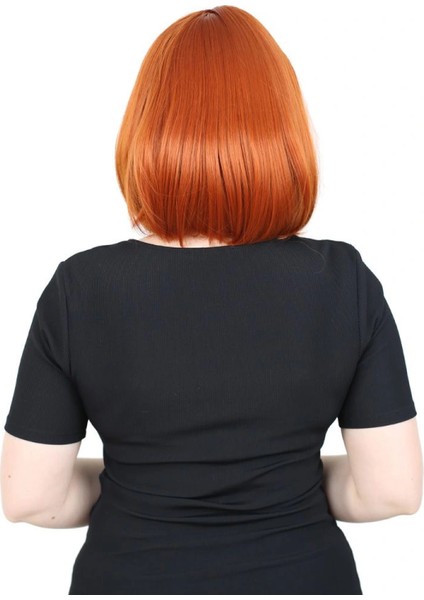 Küt Kahküllü Fiber Sentetik Peruk - Bakır fırsatları