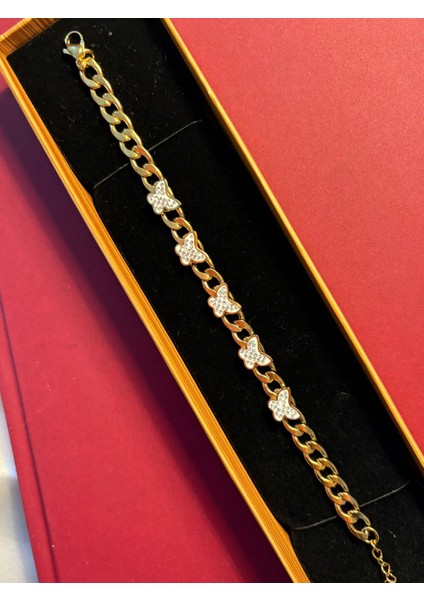 Çelik Gold Beşli Kelebek Bileklik Hediyelik modelleri