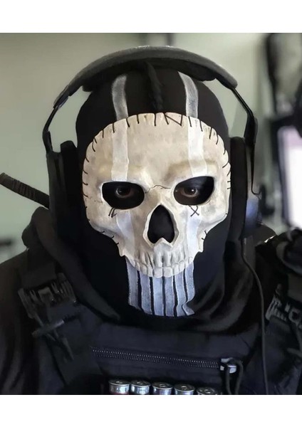 - Ghost Maskesi- Kostüm Partisi-Gamerler-Airsoft Oyuncuları Için